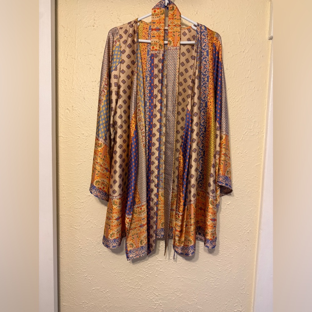 12th Tribe Floral Kimono with Blue and Cream